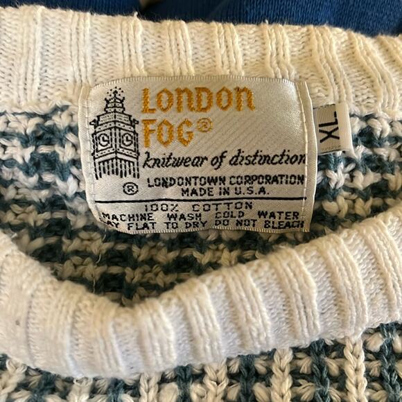 VNTG LONDON FOG large knit crewneck grandpa sweater XL cabincore cozy - Picture 2 of 5